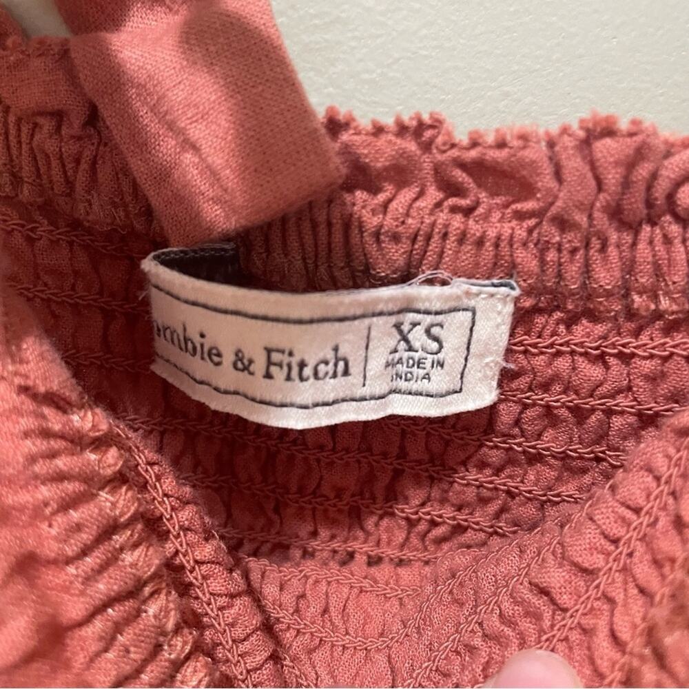 Abercrombie & Fitch tie straps smocked crop top cami rust orange size XS - Picture 6 of 7